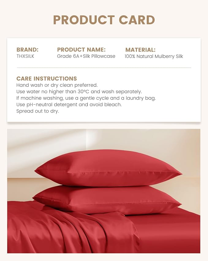 THXSILK Set of 2 100% Silk Pillowcases - Image 8