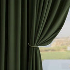 Joydeco Dark Olive Velvet Curtains 120 inch Length 2 Panels, Luxury Blackout - Image 3