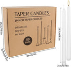 WPONSZU 50 Pack White Taper Candles, 7-8 Hours Burn Time, Smokeless and Dripless - Image 8