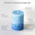 3x4 inch Blue Pillar Candles for Home Scented 3 Pack Lilac Garden Scented - Image 2