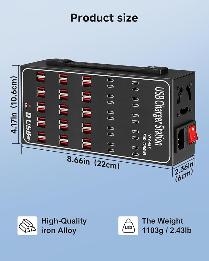 250W USB~c Charging Station, 50 Port USB~C Charger Block, Fast Charging Station - Image 8
