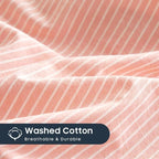 Wake In Cloud - Striped Cotton Duvet Cover Set, 100% Washed Cotton Textured - Image 6