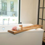 EcoDecors Eleganto 36" Live Edge Solid Teak Bath Caddy Tray - Image 9