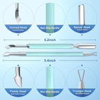 2PCS Metal Teal Cyan Cuticle Pusher and Cutter Remover Salon Stainless Steel - Image 2