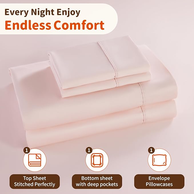 LBRO2M 1000 Thread Count 100% Egyptian Cotton Sheets Set Twin, 3 Piece Sets Bed - Image 5