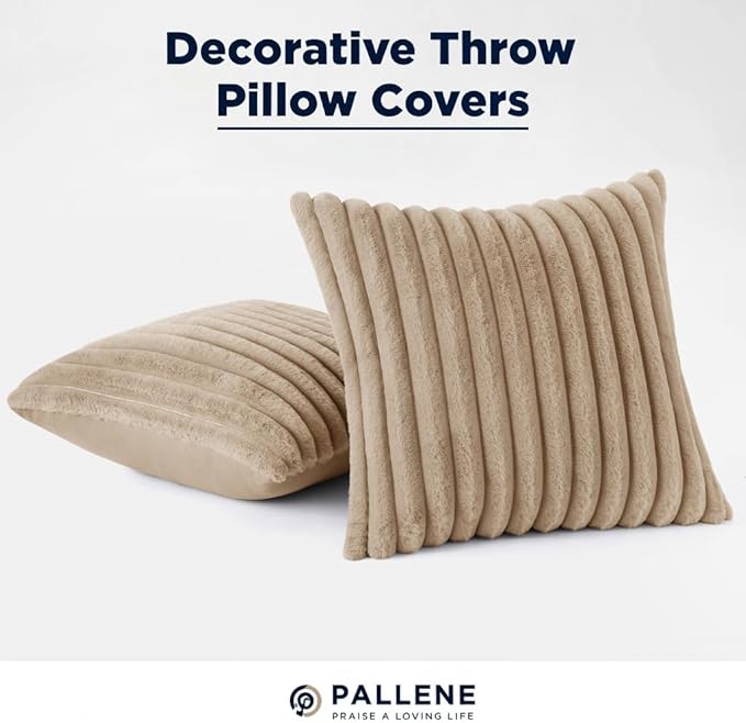 Pallene Faux Fur Plush Throw Pillow Covers 18x18 Set of 2, Luxury Soft Fluffy - Image 9