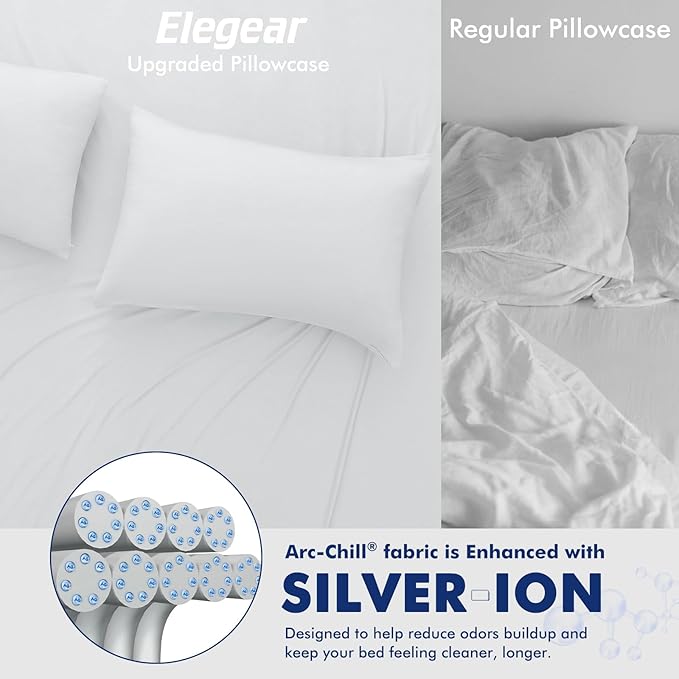 Elegear Cooling Pillow Cases for Hot Sleepers, Soft Silky Pillowcases for Hair - Image 3