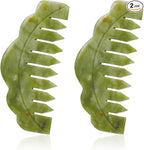 Geiserailie 2 Pcs Jade Combs Esthetician Supplies Massage Stone Hair Gua Sha by Geiserailie