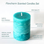 Pillar Candles Ocean Breeze Scented 3x4 inch Aqua Green Candle Clean Burning - Image 3