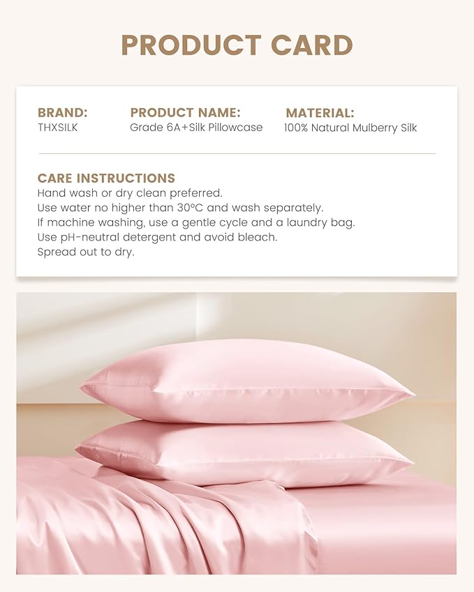 THXSILK Mulberry Silk Pillowcase Hypoallergenic Zipper Pillow Case - Image 8