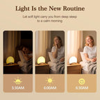 REACHER Wood Grain Sunrise Alarm Clock and Sound Machine Nightlight, Digital - Image 2