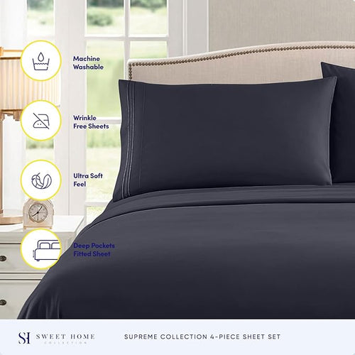 1800 Thread Count Sheet Set – Soft Egyptian Quality Brushed Microfiber Sheets – - Image 2