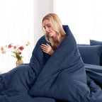 CozyLux Full Size Comforter Sets Navy Blue, 7 Pieces Bed in a Bag Full - Image 9