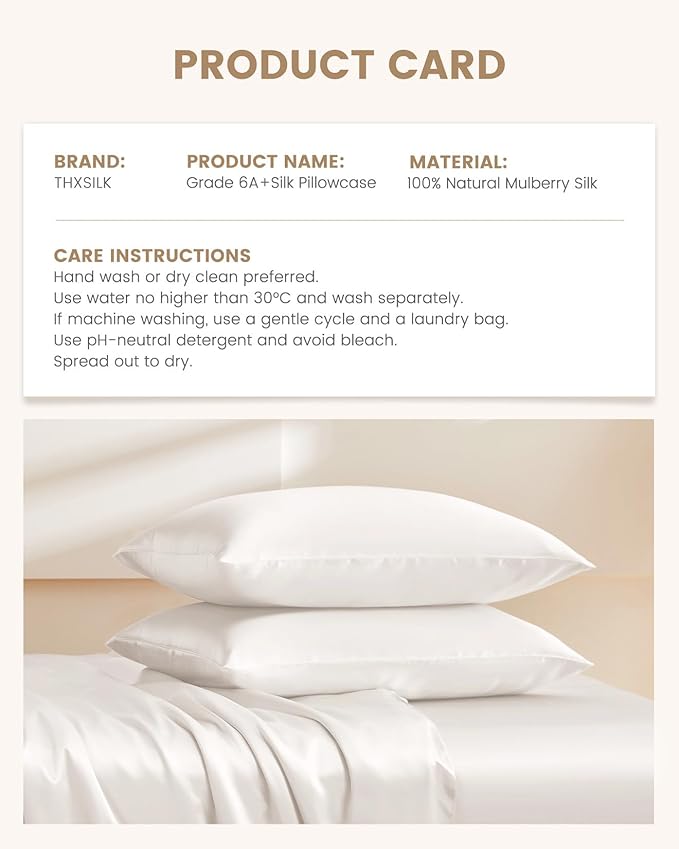 THXSILK Set of 2 100% Pure Mulberry Silk Pillowcases - Image 8