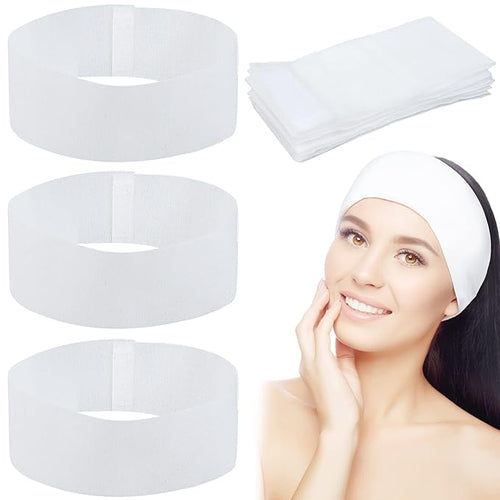 128 Pieces Disposable Spa Facial Headbands Stretch Non-Woven Facial Headband by PINKXHY