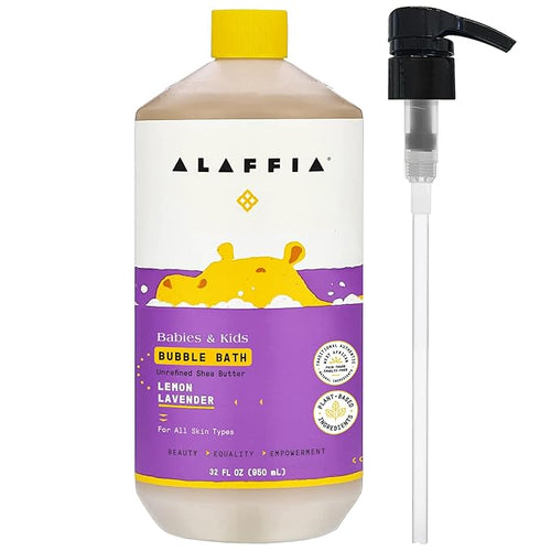 Alaffia Babies & Kids Bubble Bath, Lemon Lavender, Pump Included – Gentle by Alaffia