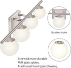 New Bathroom Vanity Light Fixtures 4 Lights Brushed Nickel Glass Shade Modern - Image 3