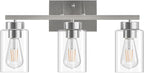 PARTPHONER 3-Light Bathroom Light Fixtures, Brushed Nickel Vanity Light by PARTPHONER
