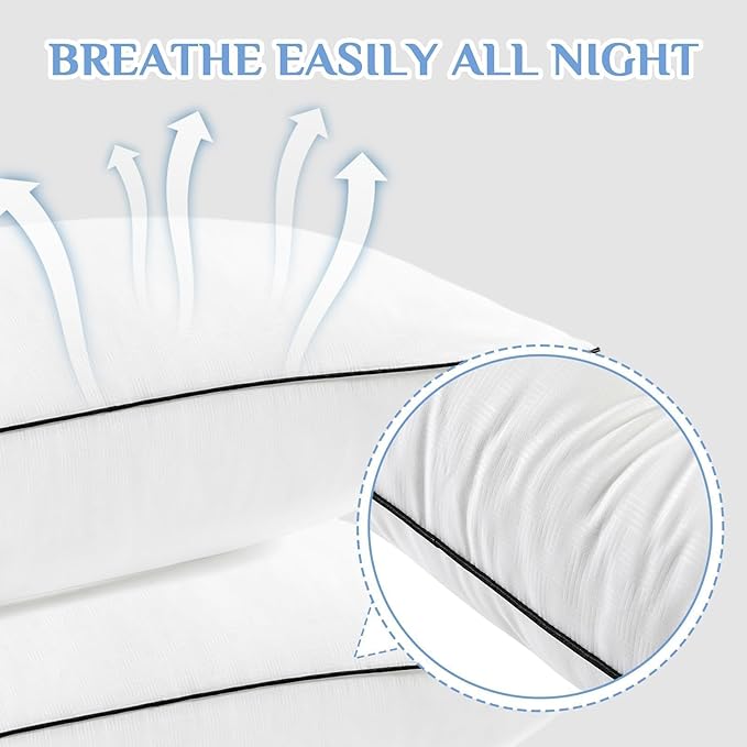 JOLLYVOGUE Pillows Standard/Full Size Set of 2, Hotel Collection Bed Pillows - Image 5