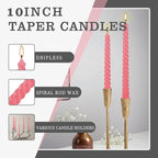 WPONSZU 10 Inch Pink Spiral Taper Candle Set of 12 Pack Unscented Dripless - Image 6