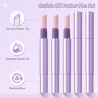 5PCS Cuticle Oil Pusher Pen Set, 2-in-1 Ceramic Cuticle Pushers - Image 2