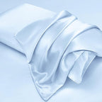 Aormenzy Satin Pillow Cases for Women Queen Size Set of 2, Baby Blue Satin - Image 3