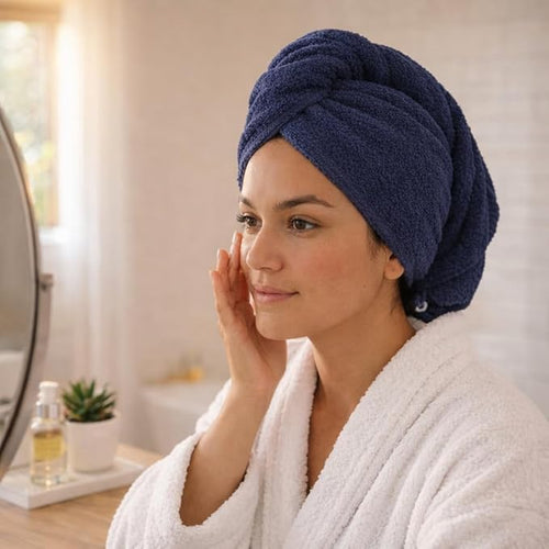 100% Turkish Cotton Hair Towel Wrap 2 Pack – Oeko-TEX Certified Quick Dry Turban - Image 2