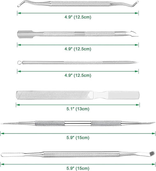 6-Pack Ingrown Toenail File and Lifters, Professional Surgical Stainless Steel - Image 2