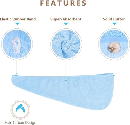 AIDEA Microfiber Hair Towel Wrap, 5 Pack Turbans, Super Absorbent Quick Dry - Image 2
