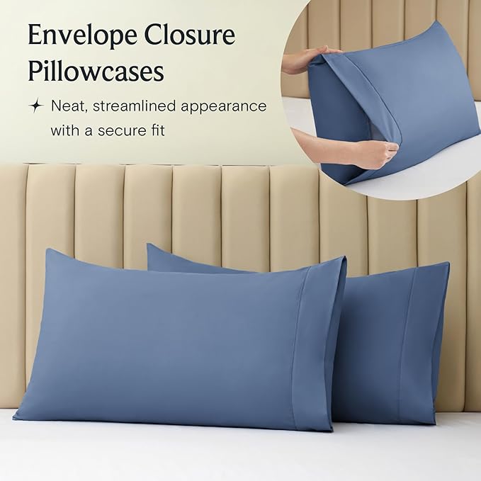 LuxClub 4 PC California King Sheet Set, Breathable Luxury Bed Sheets, Deep - Image 8