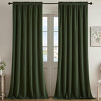 Joydeco Dark Olive Velvet Curtains 108 inch Length 2 Panels, Luxury Blackout by JOYDECO
