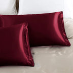 Aormenzy Satin Pillow Cases for Women Queen Size Set of 2, Burgundy Satin - Image 5