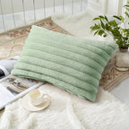 decorUhome Summer Cozy Faux Fur Throw Pillow Covers 12x20 Set of 2 Decorative - Image 4