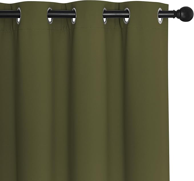 NICETOWN Olive Bedroom Curtains 72 inches Long, Grommet Blackout Thermal - Image 7