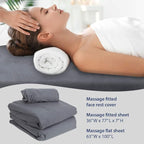 ForPro Premium Flannel 3-Piece Massage Sheet Set, Cool Grey, Stain and - Image 5