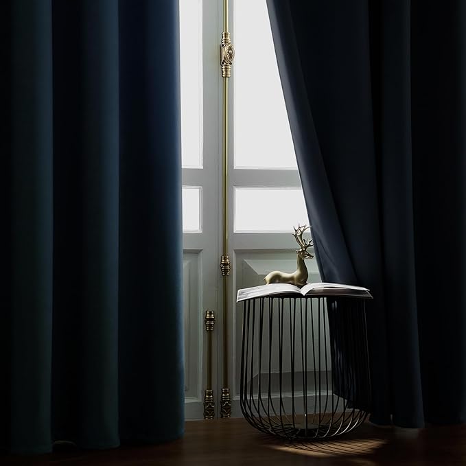 Joydeco Greyish Blue Velvet Curtains 84 Inches 2 Panels, Luxury Thermal - Image 7