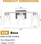 3-Light Bathroom Light Fixtures, Modern Vanity Lights, Brushed Nickel Metal - Image 2