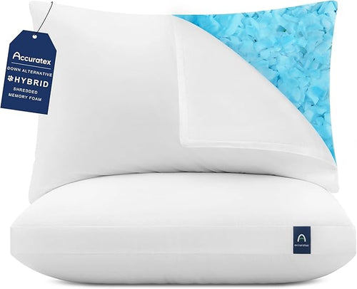 ACCURATEX Pillows King Size Set of 2, Hybrid Shredded Memory Foam Pillow by ACCURATEX