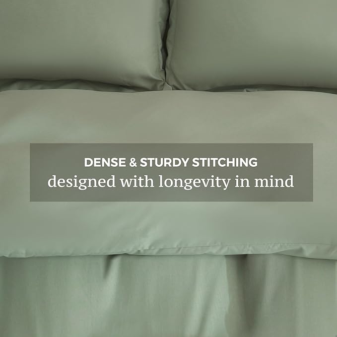 JSD Sage Green Duvet Cover Set Queen Size, 3 Piece Duvet Cover - Image 5