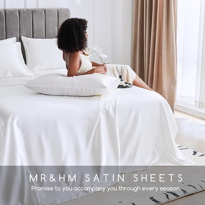 MR&HM Satin Bed Sheets, King Size Sheets Set - Image 5