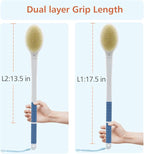 Shower Brush with Soft and Stiff Bristles, 18.5" Long Handle Dual-Sided Back - Image 5