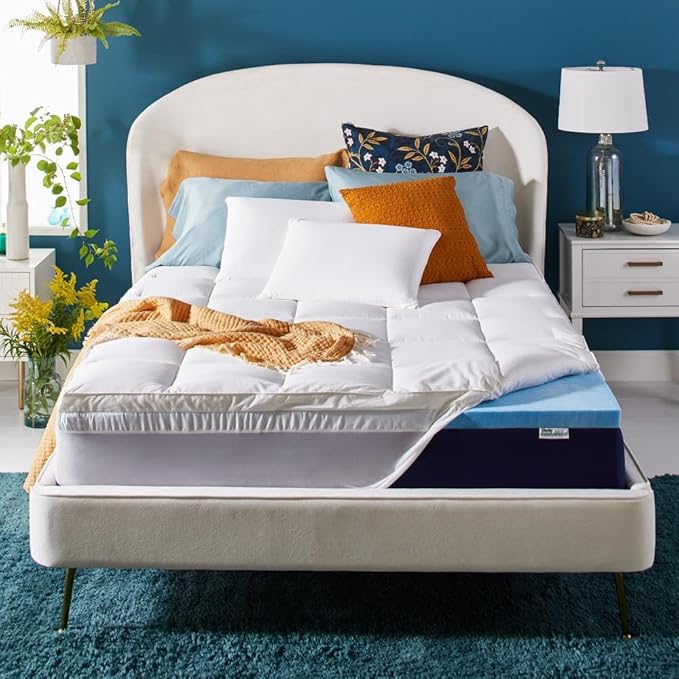 Sleep Innovations Dual Layer 4 Inch Memory Foam Mattress Topper, Queen Size - Image 2