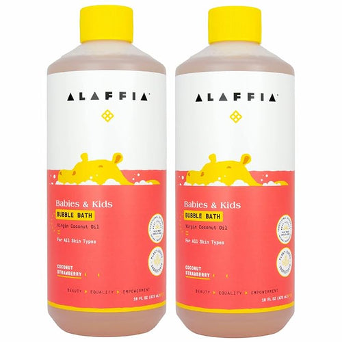 Alaffia Babies & Kids Bubble Bath, Coconut Strawberry 2-Pack – Gentle Tear-Free by Alaffia