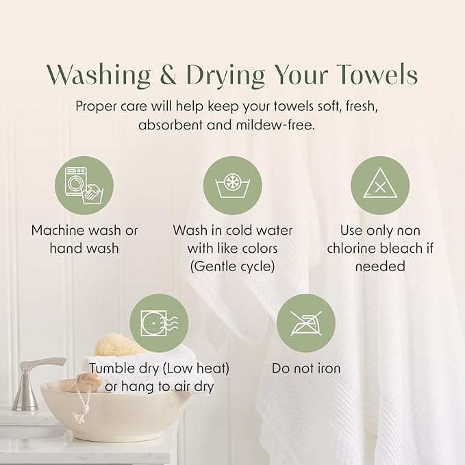 Springtree Home 100% Cotton Bath Towel Set | 6 Piece Set | Absorbent & - Image 8