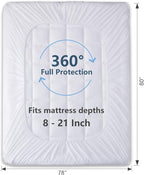 CozyLux King Size Mattress Pad Pillow Top Cotton Cooling Mattress Topper 8-21" - Image 4