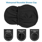 Shower Cap for Women, Double Layer Waterproof Bath Cap, Reusable Hair Protector - Image 6