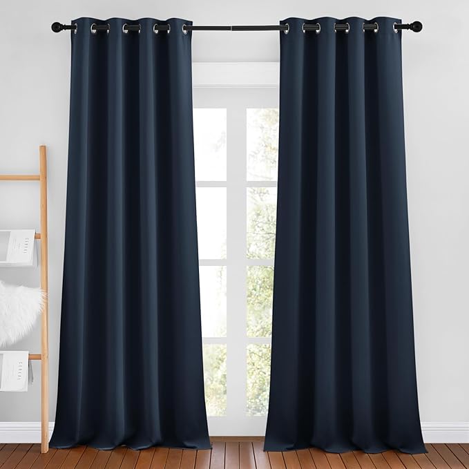 NICETOWN Navy Blue Blackout Curtains, Grommet Thermal Insulated Window Drapes by NICETOWN