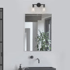 Espird Bathroom Vanity Light Black 2 Light Rustic Bathroom Vanity Lights Over - Image 7