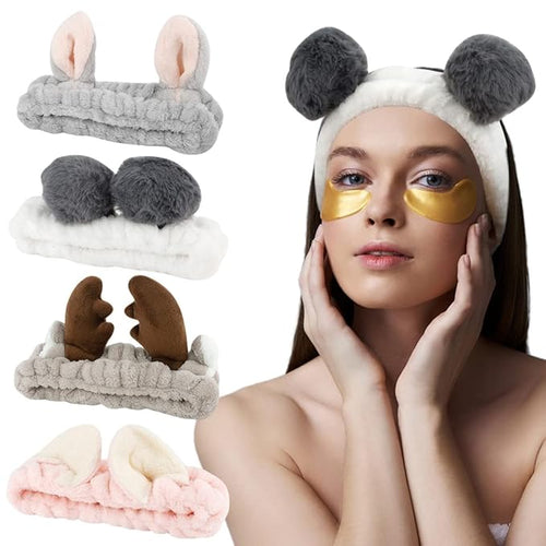 AHONEY Animals Ears Headbands, Cute Makeup Spa Fuzzy Skincare Headband by Ahoney