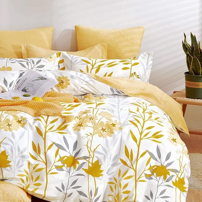 SLEEPBELLA Duvet Cover Set 600 Thread Count White Floral Cotton Bedding Set by SLEEPBELLA